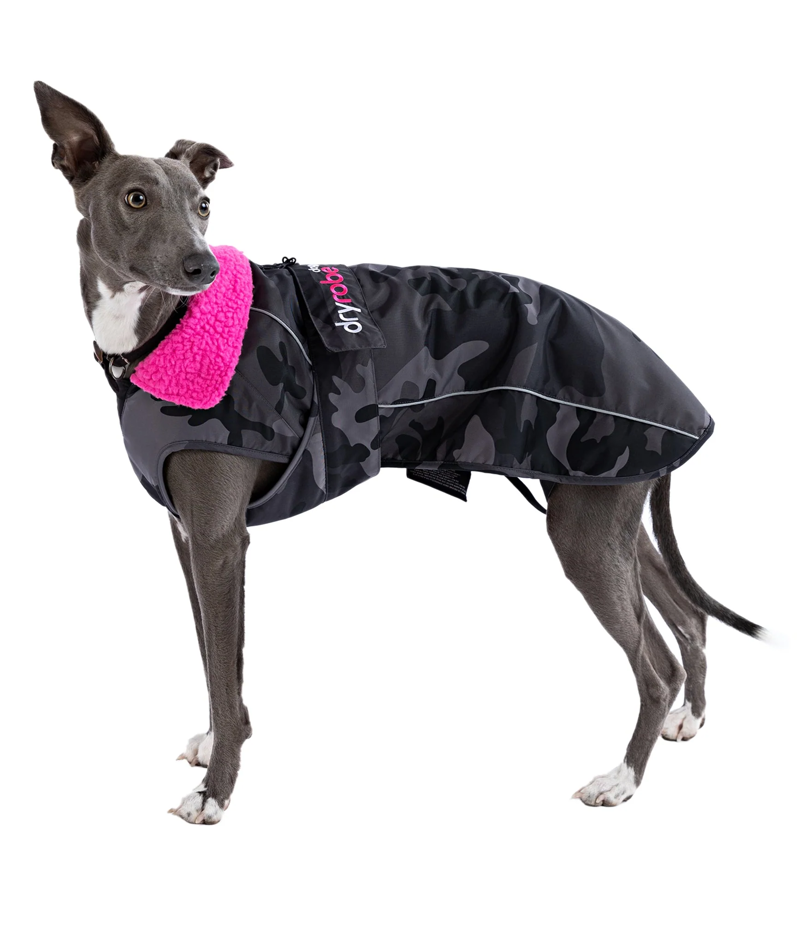 Dryrobe Dog Coat Black Camo/Pink -2